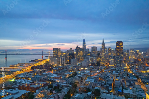 San Francisco City Skyline at Dusk  California