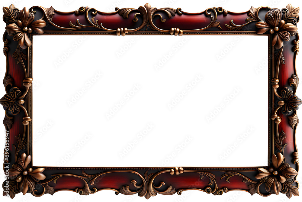 antique picture frame isolated on transparent background - obrazy, fototapety, plakaty 