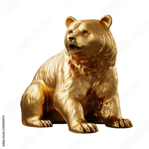 Golden Bear Statue Isolated On Transparent Background © Madani