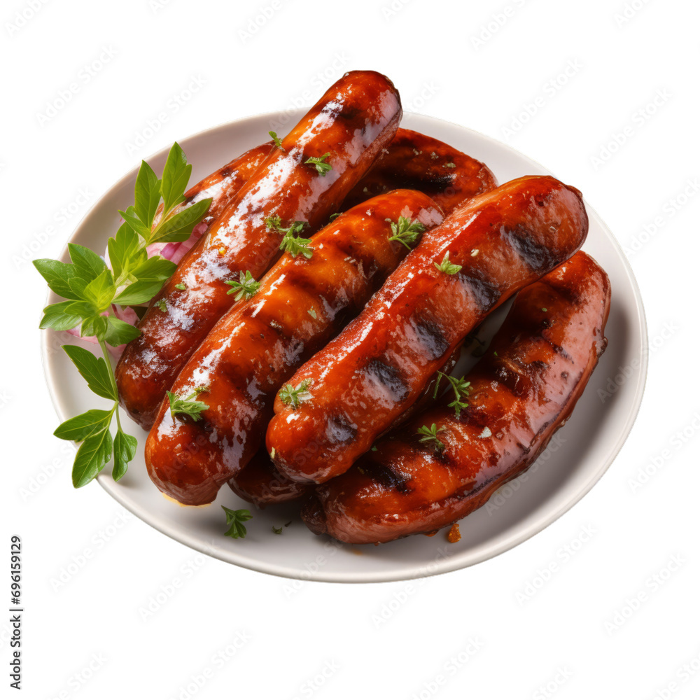 Grilled Sausages Isolated On Transparent Background