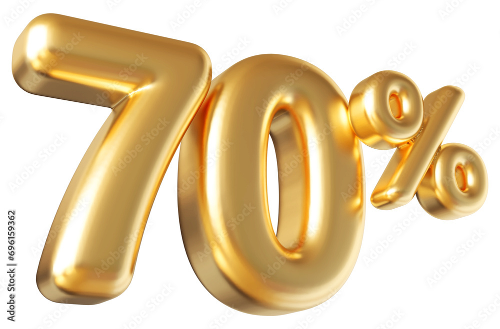 70 percent off sale gold number discount 3d render 70 percent off sale gold number discount 3d render