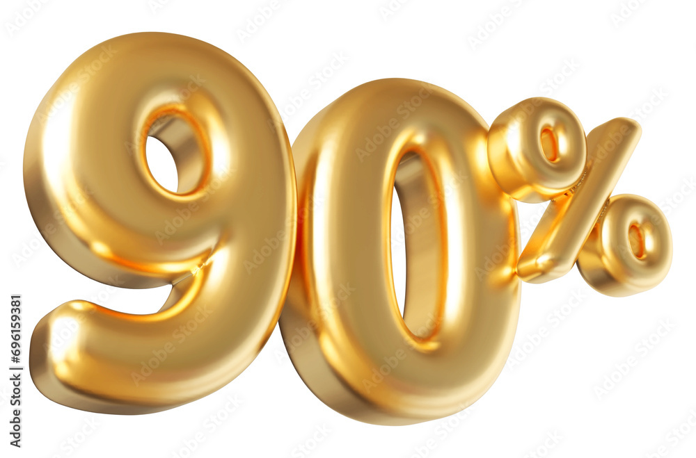 90 percent off sale gold number discount 3d render 90 percent off sale gold number discount 3d render