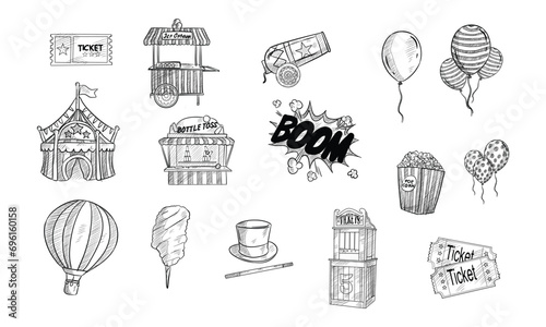 amusement park handdrawn collection