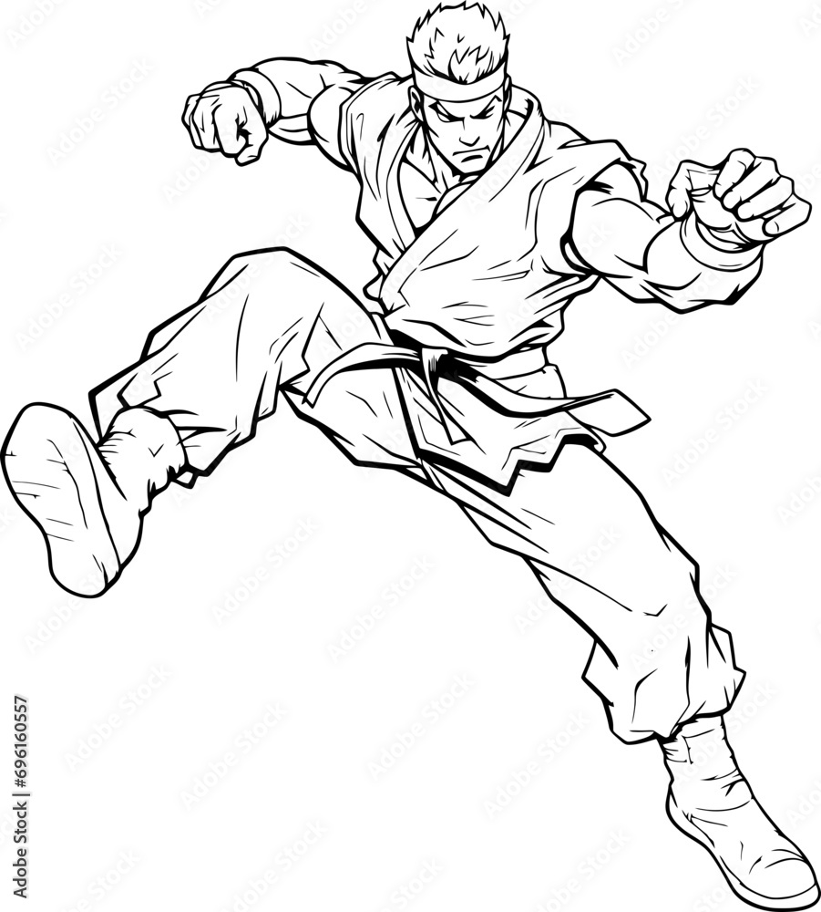 Fototapeta premium Fighter combat poses drawing