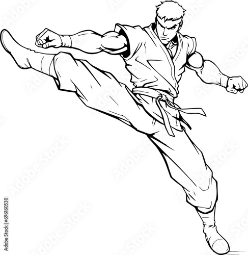 Fighter combat poses drawing