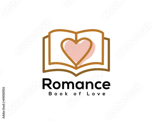 line art romance book logo icon symbol design template illustration inspiration