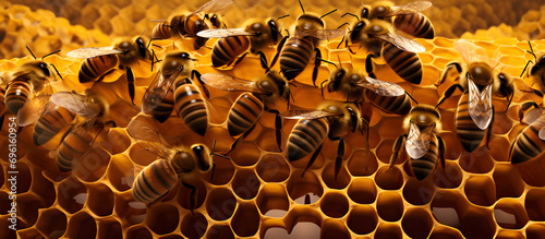 Inside the bustling beehive, worker bees collaborate harmoniously. Generative AI