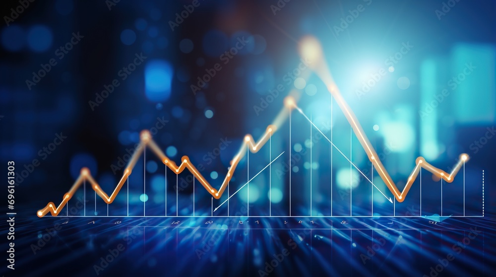 Stock market trading investment charts. Stock exchange market graph on screen for business concept. Finance and economics concept