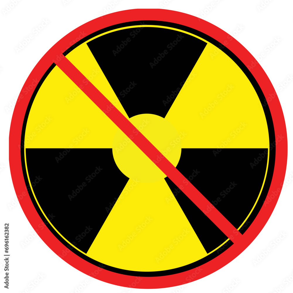 radiation warning sign on white