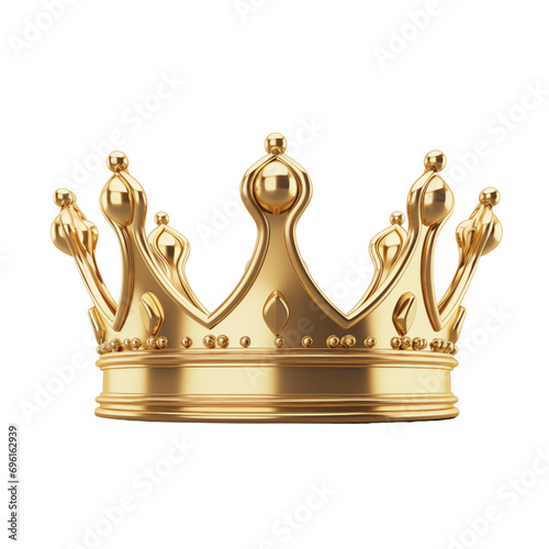 Gold Royal King crown isolated transparent, generative Ai photo
