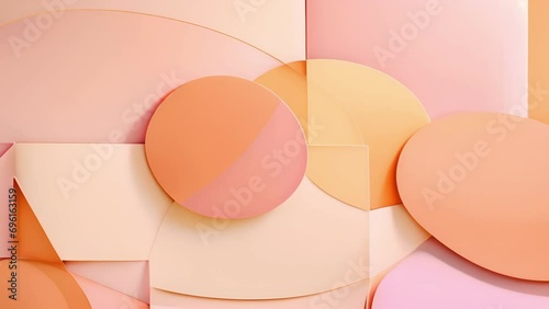 Wallpaper Mural Closeup of a modern pastel peach background adorned with geometric shapes and accents of Peach Fuzz. Torontodigital.ca