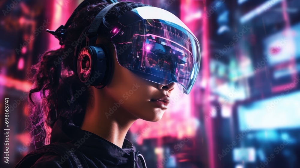 Gamer wear vr or ar controller electronic for playing game with online network connection technology. Gamer wear vr or ar controller electronic for playing game with online network connection technology.