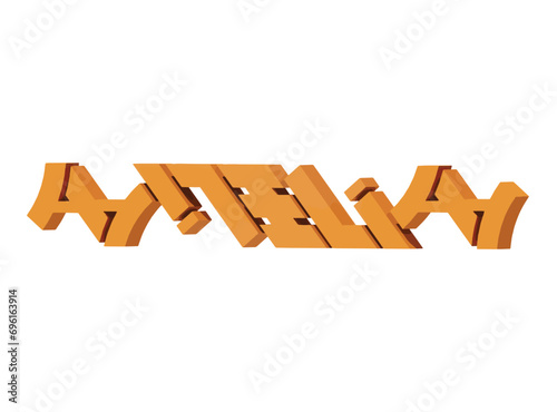 Logo Symbol 3D Word Amelia   suitable for use on clothing t shirt  jewelry