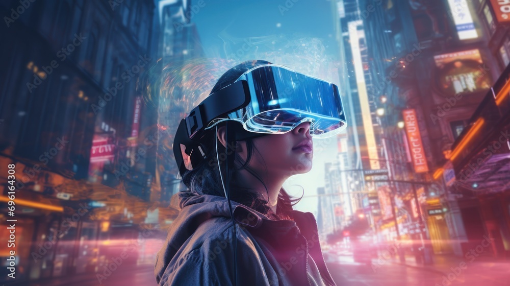 Gamer wear vr or ar controller electronic for playing game with online network connection technology. Gamer wear vr or ar controller electronic for playing game with online network connection technology.