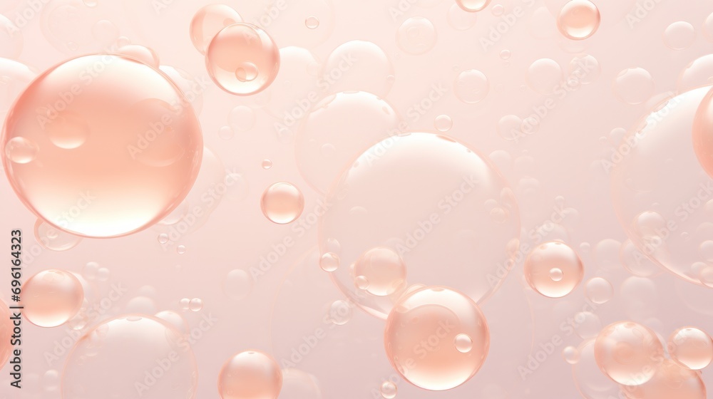 Pastel peach color underwater bubbles, beige abstract background - obrazy, fototapety, plakaty 
