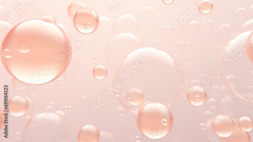 Pastel peach color underwater bubbles, beige abstract background photo
