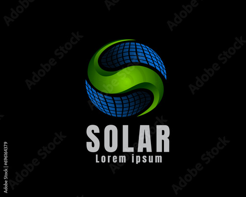 S initial world globe solar power logo icon symbol design template illustration inspiration