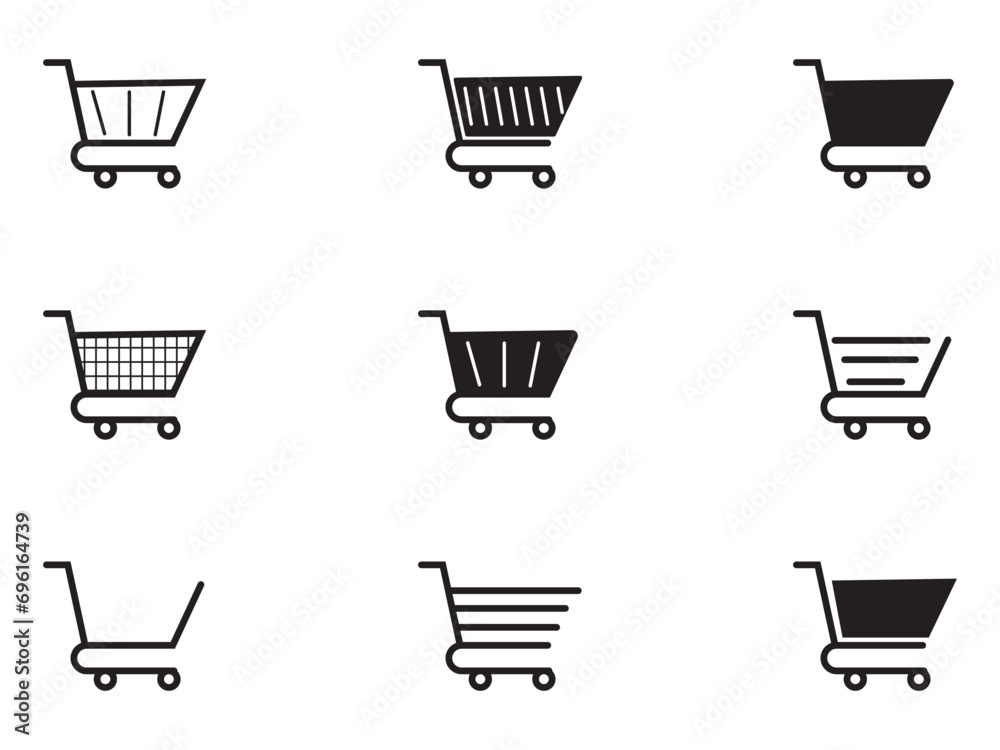 Shopping cart icon set. Shopping cart icon vector. Shopping cart. Business icon, web icons, trolley icon, cart icon. Vector illustration. Shopping cart icon set. Shopping cart icon vector. Shopping cart. Business icon, web icons, trolley icon, cart icon. Vector illustration.