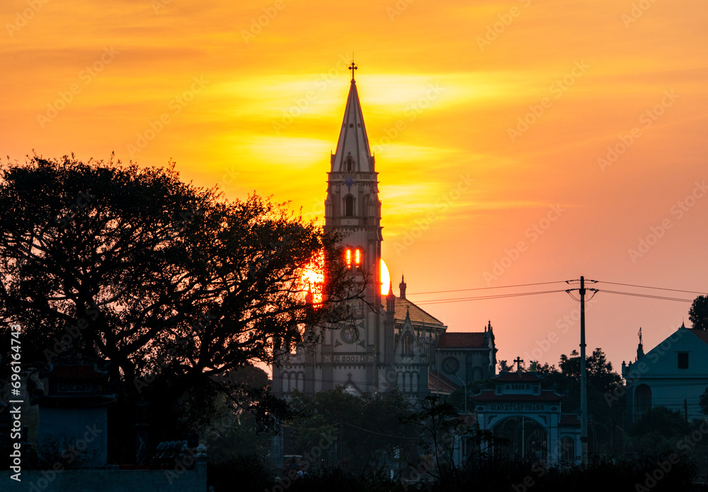 Obraz premium Sunset over ancient Church