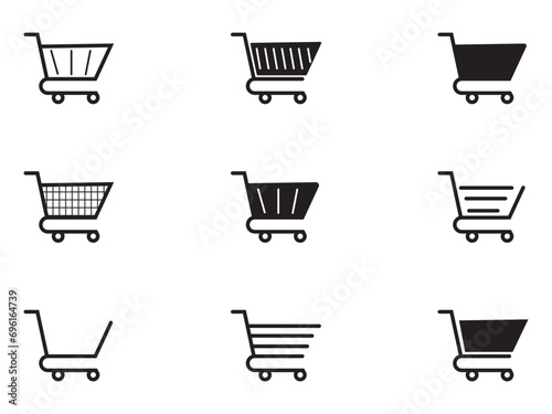 Shopping cart icon set. Shopping cart icon vector. Shopping cart. Business icon, web icons, trolley icon, cart icon. Vector illustration.