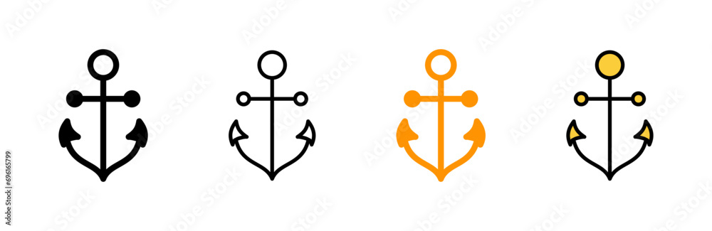 Anchor icon set vector. Anchor sign and symbol. Anchor marine icon. Anchor icon set vector. Anchor sign and symbol. Anchor marine icon.