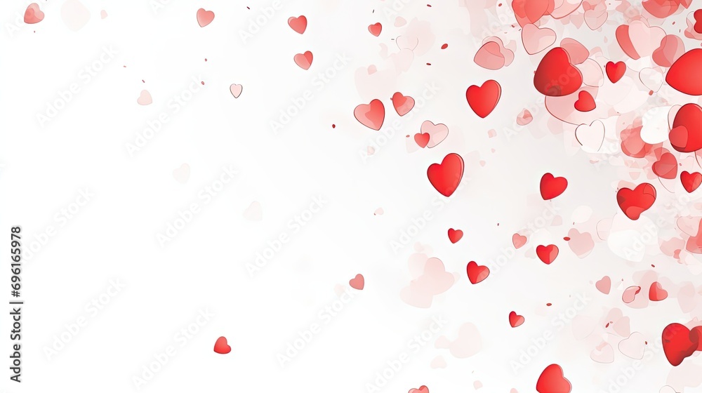 white background with small red hearts confetti valentine's day backdrop