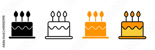 Cake icon set  vector. Cake sign and symbol. Birthday cake icon