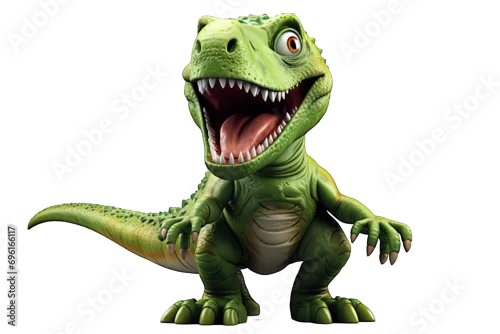 Obraz Green T rex dinosaur toy 3d rendering isolated illustration on white background