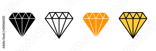 Diamond icon set vector. diamond gems sign and symbol