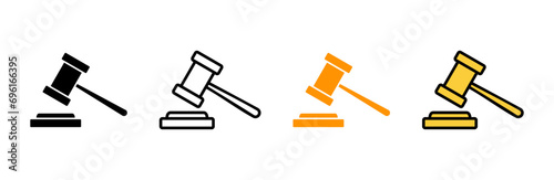 Gavel icon set vector. judge gavel sign and symbol. law icon. auction hammer