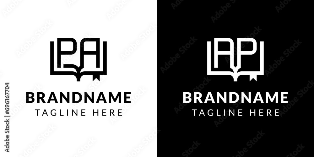 Letter AP and PA Book Logo, suitable for business related to book with AP or PA initials.