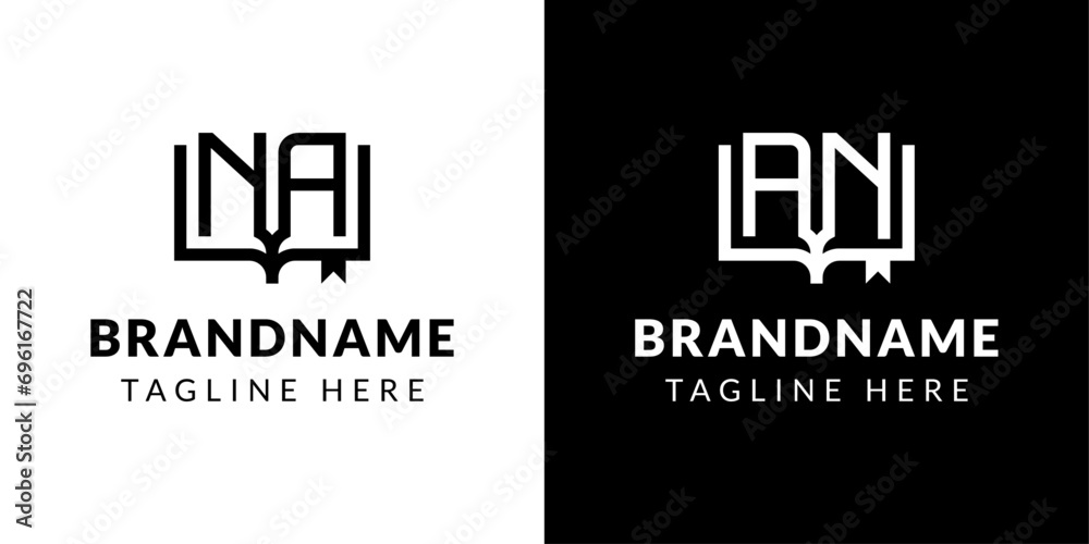 Letter AN and NA Book Logo, suitable for business related to book with AN or NA initials. Letter AN and NA Book Logo, suitable for business related to book with AN or NA initials.