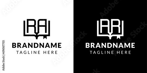 Letter AR and RA Book Logo, suitable for business related to book with AR or RA initials.
