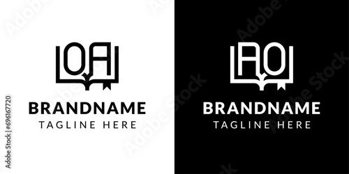 Letter AO and OA Book Logo, suitable for business related to book with AO or OA initials.