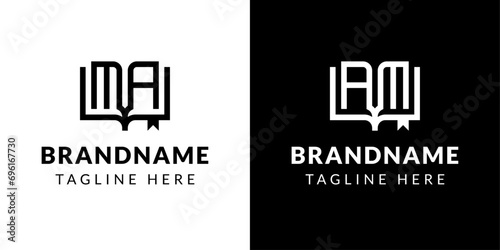 Letter AM and MA Book Logo, suitable for business related to book with AM or MA initials.