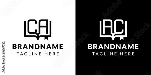 Letter AC and CA Book Logo, suitable for business related to book with AC or CA initials.