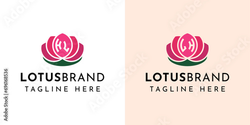 Letter HL and LH Lotus Logo Set, suitable for business related to lotus flowers with HL or LH initials. photo