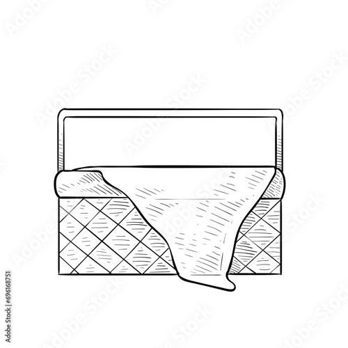 wicker basket handdrawn illustration