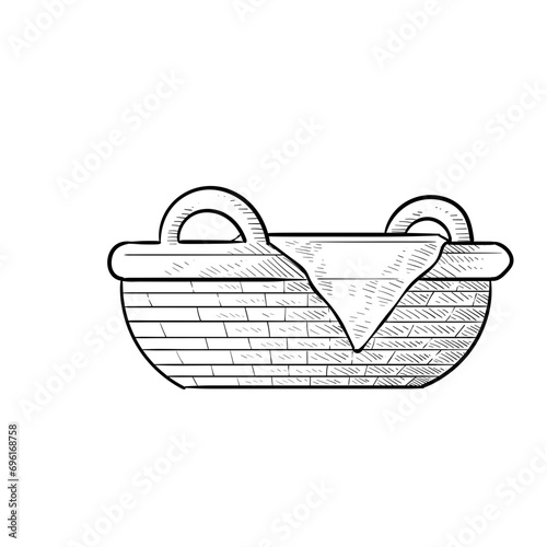 wicker basket handdrawn illustration