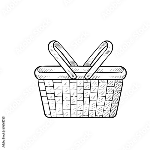 wicker basket handdrawn illustration photo