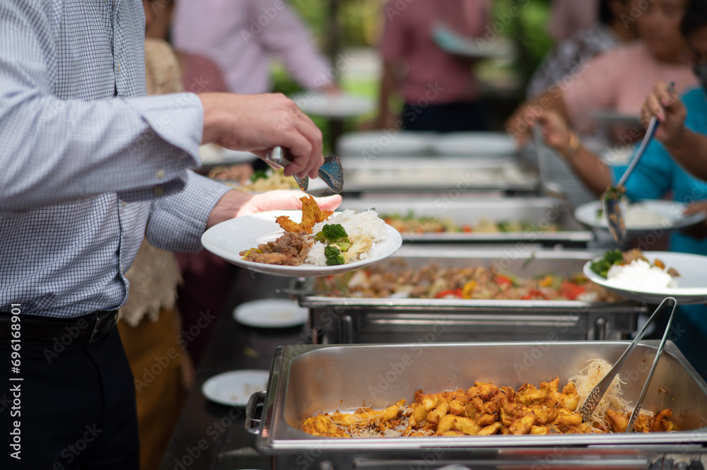 buffet food, catering food party at restaurant, mini canapes, snacks and appetizers buffet food, catering food party at restaurant, mini canapes, snacks and appetizers