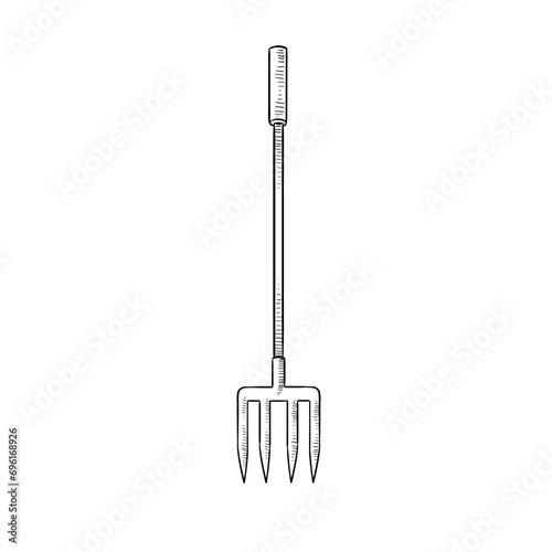 garden fork handdrawn illustration