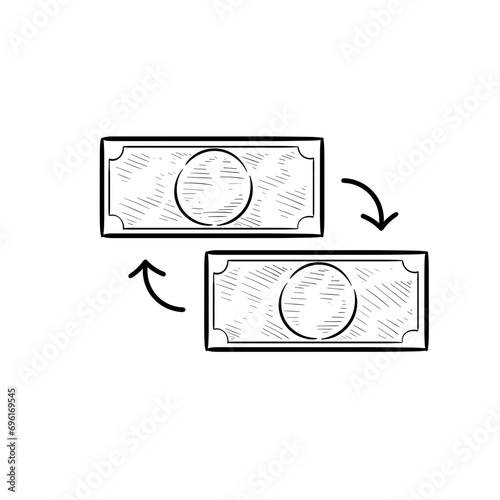 money flow handdrawn illustration