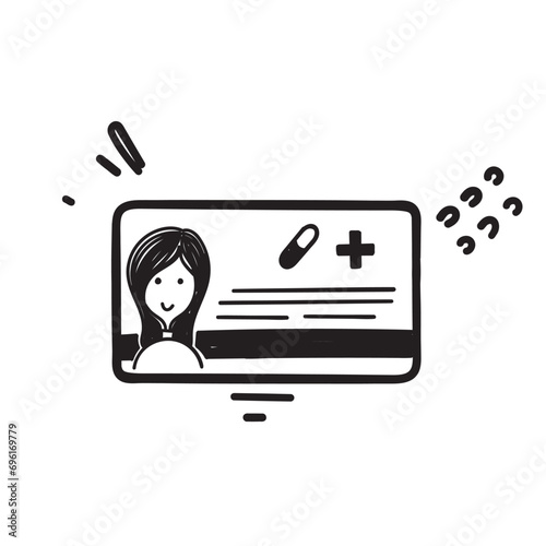 hand drawn doodle medical card illustration vector