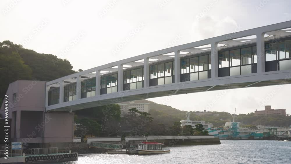 Sunrise over Bridge to Mikimoto Pearl Island, Pan Establishing Shot Sunrise over Bridge to Mikimoto Pearl Island, Pan Establishing Shot