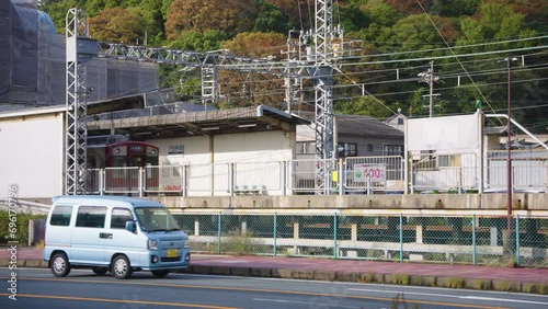 Rural Train Arriving at Toba Station, Mie Prefecture Japan photo