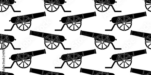 black white cannon seamless pattern