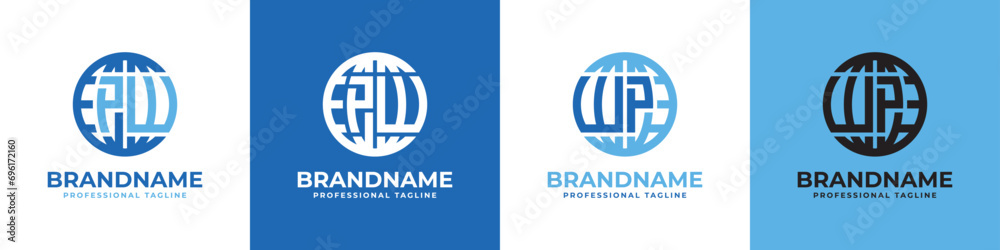 Letter PW and WP Globe Logo Set, suitable for any business with PW or WP initials. Letter PW and WP Globe Logo Set, suitable for any business with PW or WP initials.