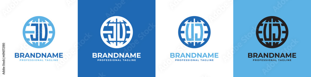 Letter JU and UJ Globe Logo Set, suitable for any business with JU or UJ initials. Letter JU and UJ Globe Logo Set, suitable for any business with JU or UJ initials.