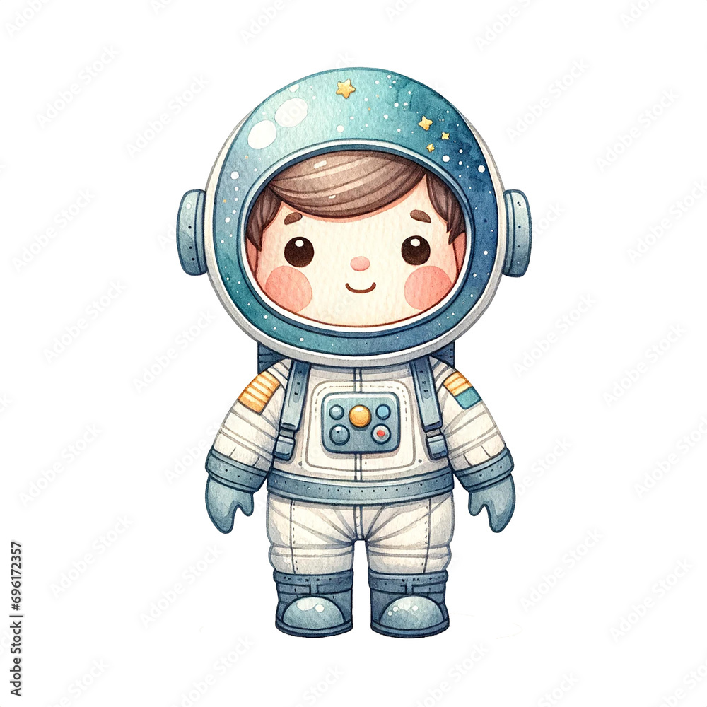  A cute astronaut clipart watercolor style.AI Generate